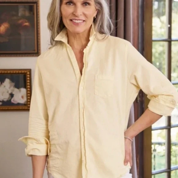 Women’s Frank Eileen Cotton Yellow Shirt Medium - Picture 1 of 5